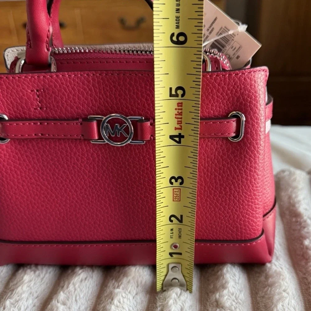 Michael Kors Reed XS Satchel Dark Raspberry Pebbled Leather Crossbody 35F4S6RC0T